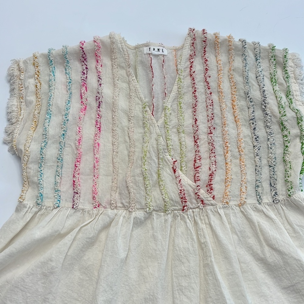 THML Cream Peplum Top with Multicolor Stripes - Picture 15 of 15